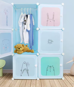 Kindergarderobe met 6 Modulaire Planken – 74×37×110 cm, Organizer & Opbergkast