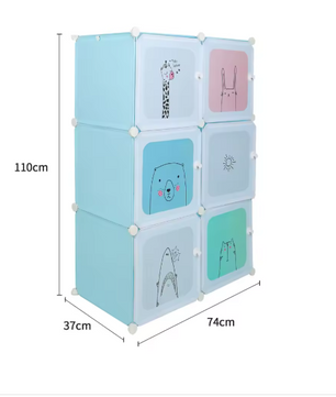 Kindergarderobe met 6 Modulaire Planken – 74×37×110 cm, Organizer & Opbergkast