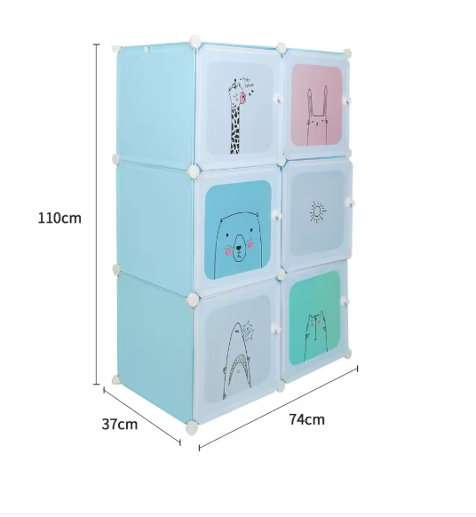 Kindergarderobe met 6 Modulaire Planken – 74×37×110 cm, Organizer & Opbergkast