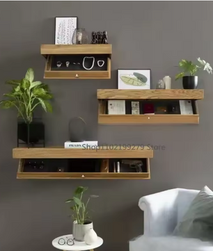 Houten Zwevende Wandplank met Verborgen Compartiment – 40×21×7,2 cm, Wandgemonteerde Opbergdoos