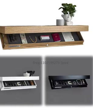 Houten Zwevende Wandplank met Verborgen Compartiment – 40×21×7,2 cm, Wandgemonteerde Opbergdoos