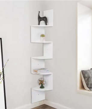Wandplank ZigZag Stijl – 5-Laags Hoekplank 25×25×156 cm, Decoratieve Boekenkast