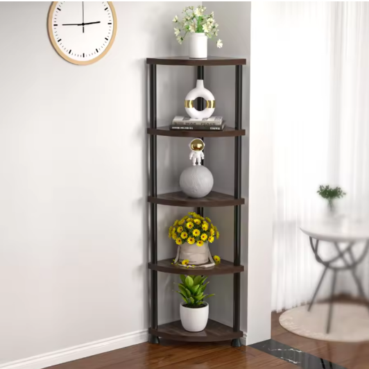 Hoekplank 5/6-Laags – Opbergrek & Plantenstandaard, Boekenplank voor Woonkamer, Keuken & Slaapkamer