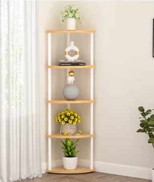 Hoekplank 5/6-Laags – Opbergrek & Plantenstandaard, Boekenplank voor Woonkamer, Keuken & Slaapkamer