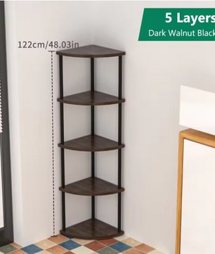 Hoekplank 5/6-Laags – Opbergrek & Plantenstandaard, Boekenplank voor Woonkamer, Keuken & Slaapkamer