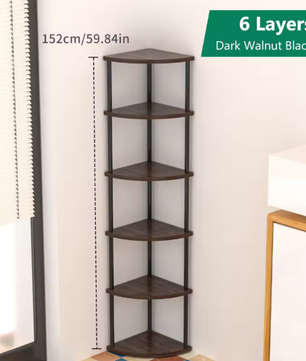 Hoekplank 5/6-Laags – Opbergrek & Plantenstandaard, Boekenplank voor Woonkamer, Keuken & Slaapkamer