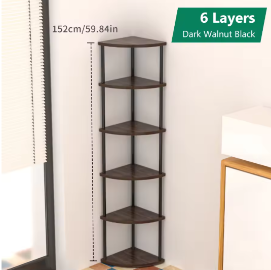 Hoekplank 5/6-Laags – Opbergrek & Plantenstandaard, Boekenplank voor Woonkamer, Keuken & Slaapkamer