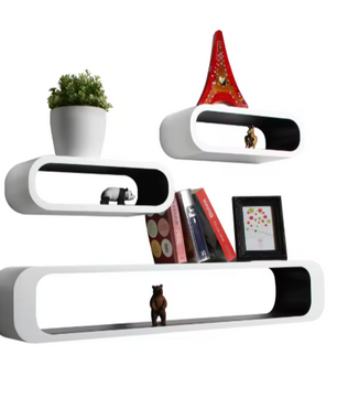 3-delige Set Zwevende Wandplanken – MDF, Modern & Decoratief