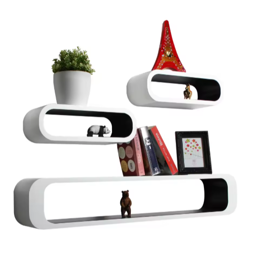 3-delige Set Zwevende Wandplanken – MDF, Modern & Decoratief
