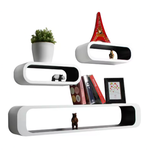 3-delige Set Zwevende Wandplanken – MDF, Modern & Decoratief