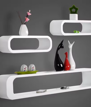 3-delige Set Zwevende Wandplanken – MDF, Modern & Decoratief
