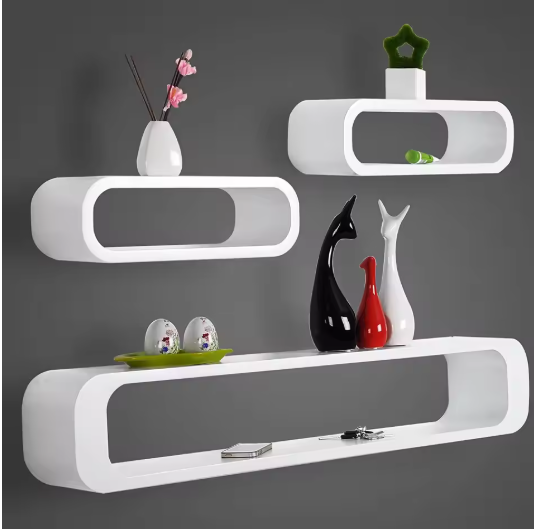 3-delige Set Zwevende Wandplanken – MDF, Modern & Decoratief