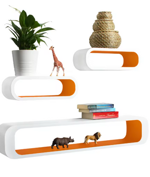 3-delige Set Zwevende Wandplanken – MDF, Modern & Decoratief
