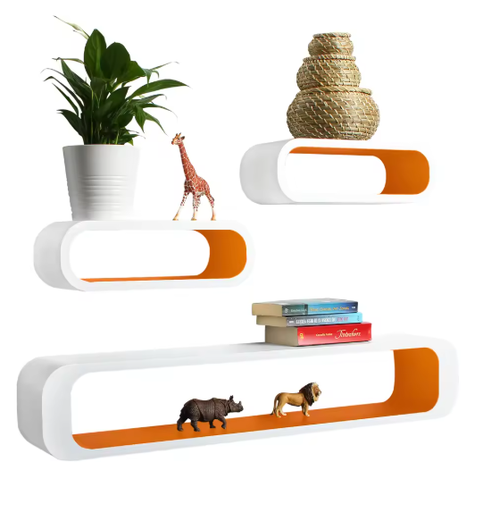 3-delige Set Zwevende Wandplanken – MDF, Modern & Decoratief