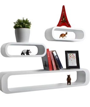 3-delige Set Zwevende Wandplanken – MDF, Modern & Decoratief