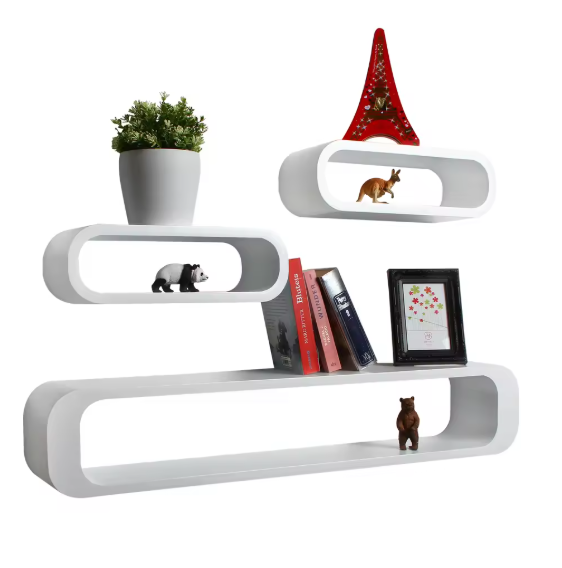 3-delige Set Zwevende Wandplanken – MDF, Modern & Decoratief