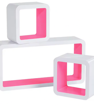 Set van 3 Decoratieve Kubus Wandplanken – Wit MDF, Modern en Stijlvol