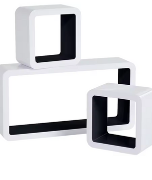 Set van 3 Decoratieve Kubus Wandplanken – Wit MDF, Modern en Stijlvol