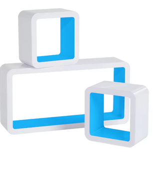 Set van 3 Decoratieve Kubus Wandplanken – Wit MDF, Modern en Stijlvol