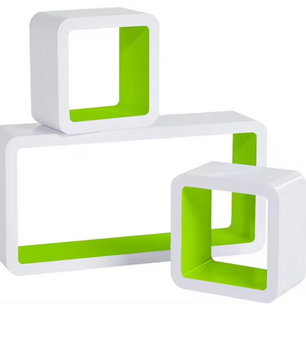 Set van 3 Decoratieve Kubus Wandplanken – Wit MDF, Modern en Stijlvol