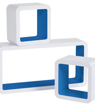Set van 3 Decoratieve Kubus Wandplanken – Wit MDF, Modern en Stijlvol
