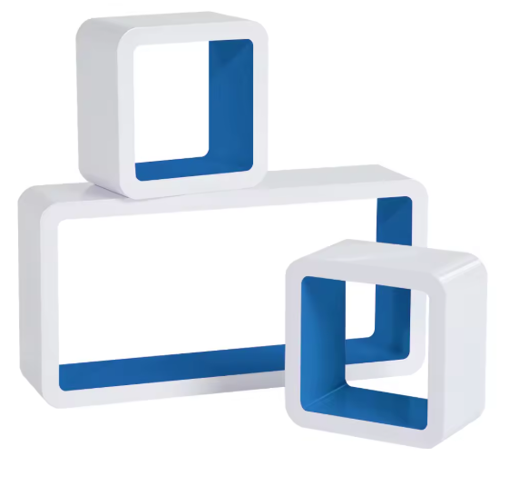 Set van 3 Decoratieve Kubus Wandplanken – Wit MDF, Modern en Stijlvol
