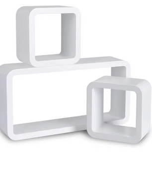 Set van 3 Decoratieve Kubus Wandplanken – Wit MDF, Modern en Stijlvol