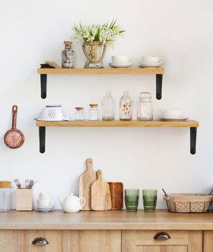 Set van 3 Zwevende Wandplanken – Hout & Metaal, Industrieel en Decoratief