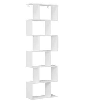 S-vormige Boekenkast met 6 Niveaus – Moderne Staande Opbergplank voor Woonkamer, Slaapkamer & Kantoor