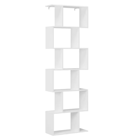 S-vormige Boekenkast met 6 Niveaus – Moderne Staande Opbergplank voor Woonkamer, Slaapkamer & Kantoor