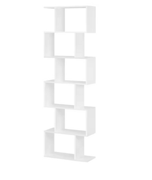 S-vormige Boekenkast met 6 Niveaus – Moderne Staande Opbergplank voor Woonkamer, Slaapkamer & Kantoor