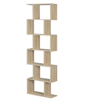 S-vormige Boekenkast met 6 Niveaus – Moderne Staande Opbergplank voor Woonkamer, Slaapkamer & Kantoor