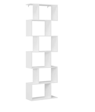 S-vormige Boekenkast met 6 Niveaus – Moderne Staande Opbergplank voor Woonkamer, Slaapkamer & Kantoor