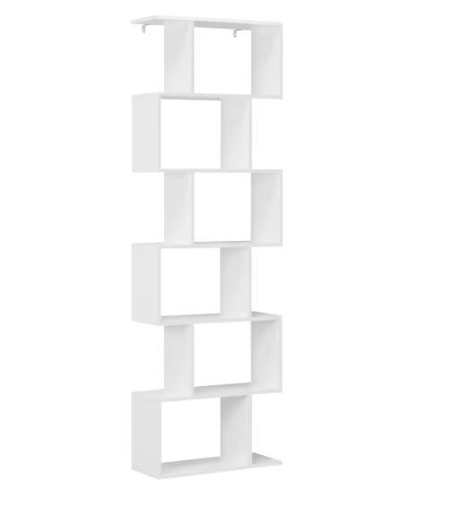 S-vormige Boekenkast met 6 Niveaus – Moderne Staande Opbergplank voor Woonkamer, Slaapkamer & Kantoor