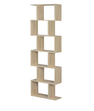 S-vormige Boekenkast met 6 Niveaus – Moderne Staande Opbergplank voor Woonkamer, Slaapkamer & Kantoor