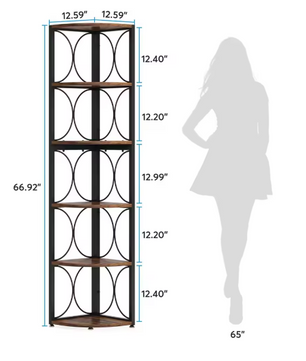 Hoge Industriële Hoekboekenkast – 6 Planken, Ruimtebesparend