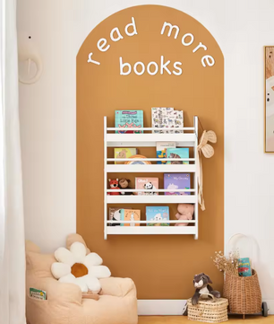 Kinderboekenkast met 4 Planken – Wandplank & Organizer voor Boeken en Decoratie
