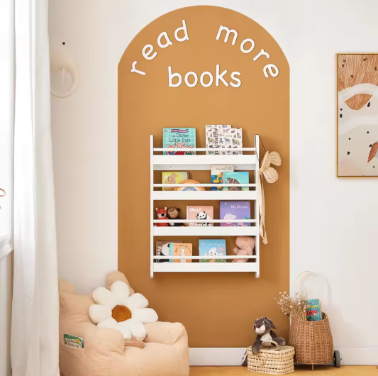 Kinderboekenkast met 4 Planken – Wandplank & Organizer voor Boeken en Decoratie