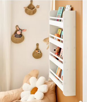 Kinderboekenkast met 4 Planken – Wandplank & Organizer voor Boeken en Decoratie