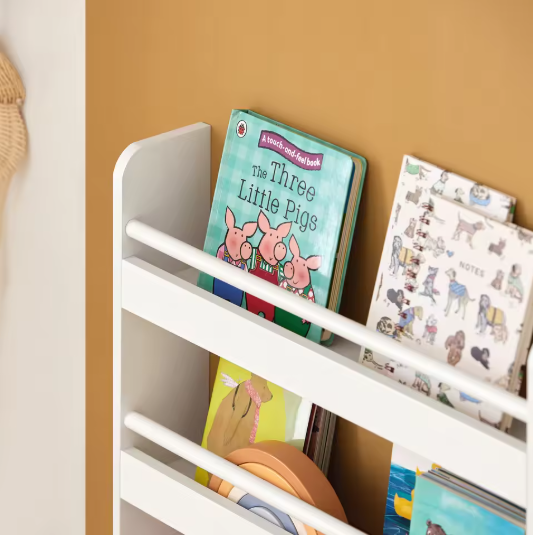 Kinderboekenkast met 4 Planken – Wandplank & Organizer voor Boeken en Decoratie