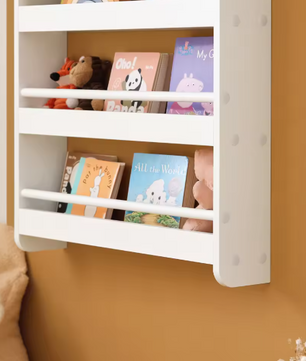 Kinderboekenkast met 4 Planken – Wandplank & Organizer voor Boeken en Decoratie