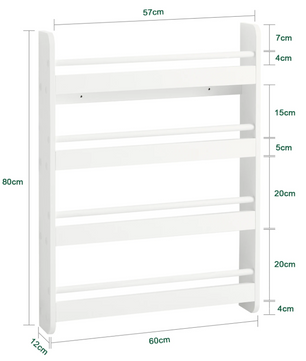 Kinderboekenkast met 4 Planken – Wandplank & Organizer voor Boeken en Decoratie