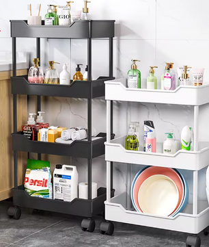 Meerlaags Trolley Opbergrek – 3 of 4 Lagen met Wielen, Kunststof Organizer