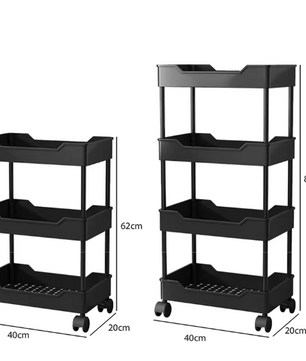 Meerlaags Trolley Opbergrek – 3 of 4 Lagen met Wielen, Kunststof Organizer