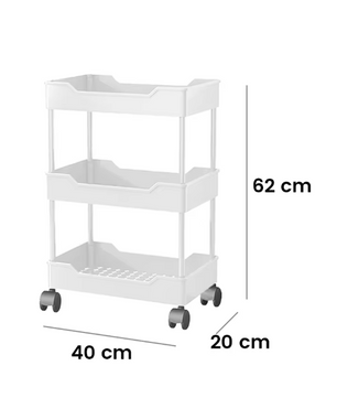 Meerlaags Trolley Opbergrek – 3 of 4 Lagen met Wielen, Kunststof Organizer