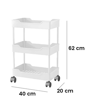 Meerlaags Trolley Opbergrek – 3 of 4 Lagen met Wielen, Kunststof Organizer