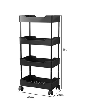 Meerlaags Trolley Opbergrek – 3 of 4 Lagen met Wielen, Kunststof Organizer