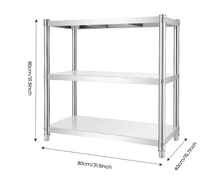 3-Laags Roestvrijstalen Opbergrek – Verstelbaar & Duurzaam Keukenrek