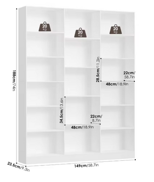 Boekenkast met 17 Vakken – Hoge Opbergkast & Organizer 188 cm