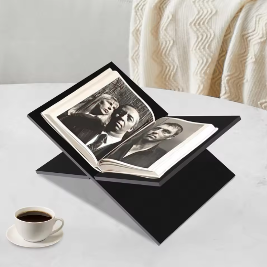 Acryl Boekenstandaard – X-Vormige Leesplank & Organizer